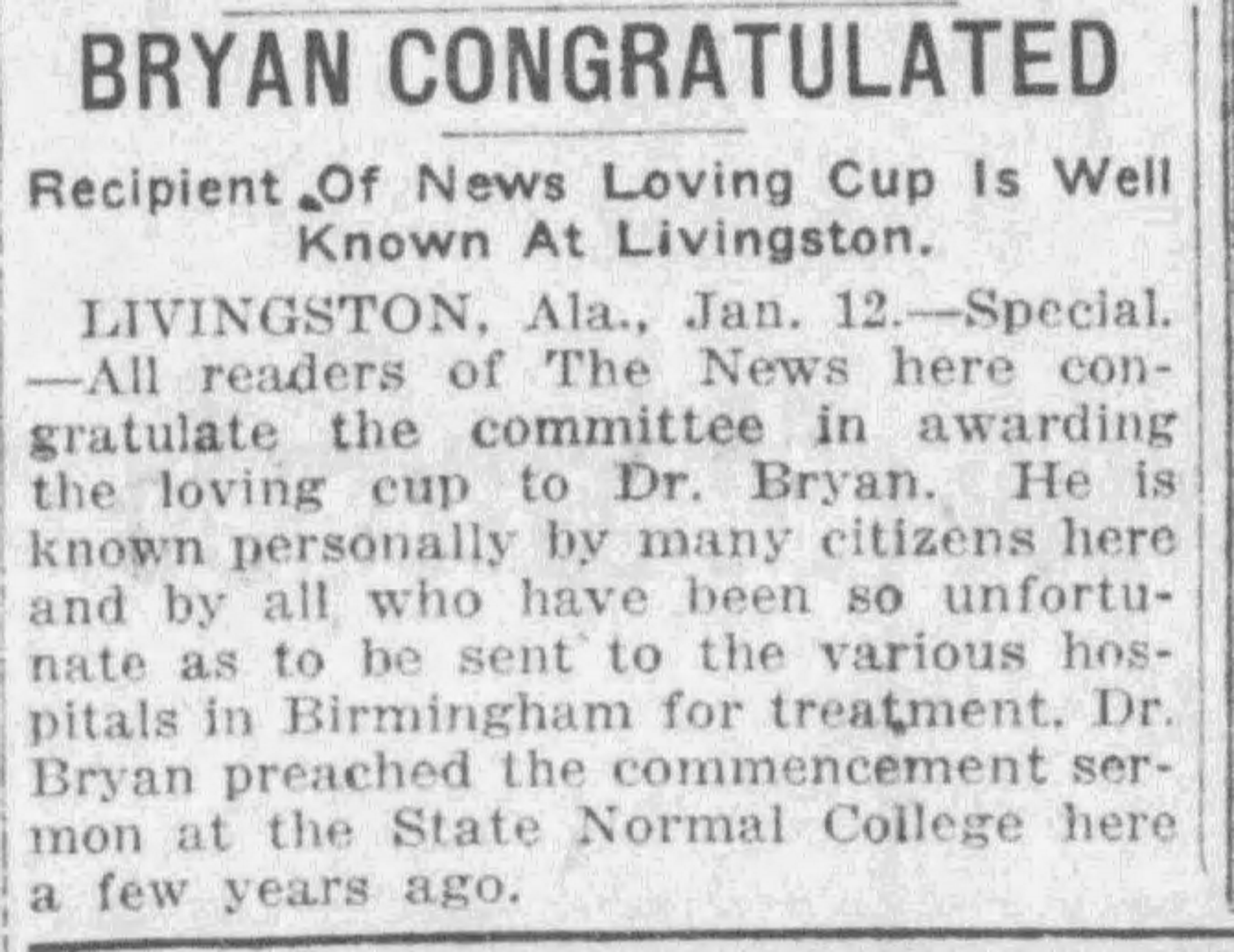 Bryan Congratulated